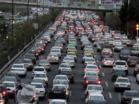 Heavy traffic jams in Tehran (capital of Iran) before Nowruz (Iranian New Year) holiday, 16 March 2016, Tehran-Iran.
 (