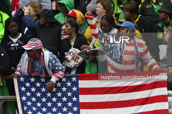 Fans are cheering in the stands on the third day of the 128th Penn Relays Carnival while athletes are competing in the largest track and fie...