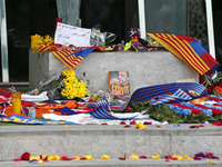 gifts left by fans during the ceremony in memoriam at Johan Cruyff, celebrated in the Camp Nou, on march 26, 2016. (