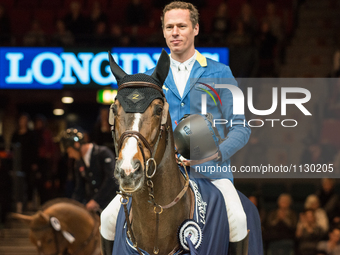 German horse jumper Christian Ahlmann wins the second class of the FEI World Cup finals at the 2016 Gothenburg Horse Show (