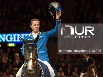 German horse jumper Christian Ahlmann wins the second class of the FEI World Cup finals at the 2016 Gothenburg Horse Show (