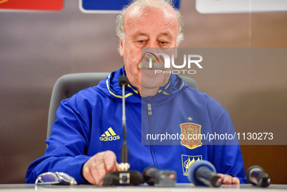 Vicente del Bosque the head coach of Spain National Team  during the press conference before the friendly football game between National Tea...