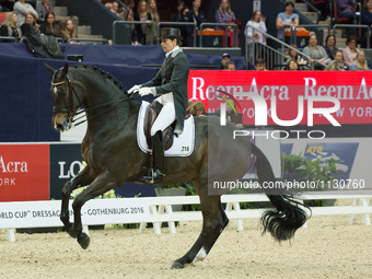 Swedish rider Tinne Vilhelmson Silfvén on Don Auriello placed second at the 2016 Reem Acra FEI World Cup Dressage finals at the Gothenburg H...