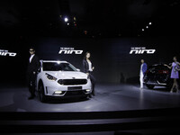 KIA Motor Company New Hybrid SUV 'NIRO' Presented during their unveiling event in Seoul's hotel, South Korea, on March 29, 2016. The vehicle...