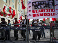 Hundreds attended to opposition sit-in opposition UN house in the capital Manama, Bahrain raising human rights demands , martyrs pictures an...