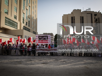 Hundreds attended to opposition sit-in opposition UN house in the capital Manama, Bahrain raising human rights demands , martyrs pictures an...