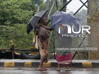 Heavy rain fall continuing in the eastern Indian state Orissa’s capital city Bhubaneswar on the effect of the cyclonic storm ‘Roanu’ that ap...
