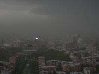A panoramic view of Yerevan at 3pm today, seen from Cafesjian Center Arts Museum, as the Armenian capital was hit this afternoon by a heavy...