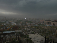 A panoramic view of Yerevan from Cafesjian Center Arts Museum, as the Armenian capital was hit this afternoon by a heavy storm, that paralis...