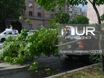 Yerevan was hit this afternoon by a heavy storm, that paralised a traffic around town and caused many destructions around the Armenian capit...