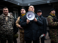 Maidan Commandant and MP Andriy Parubiy and Anti-government protestors of the 
