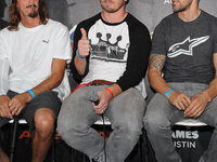 (L-R) Bucky Lasek, Morgan Wade and Jamie Bestwick attend the X Games press conference at Circuit Of The Americas on June 4, 2014 in Austin,...