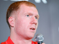 Makati, Philippines - Former Manchester United player Paul Scholes answers questions from the media during a press conference in Makati on J...