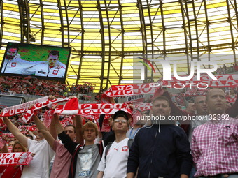 Gdansk, Poland 6th, June, 2014 Friendly football game between Poland and Lithuania National teams in Gdansk at PGE Arena stadium.
Polish fan...