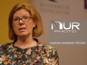 Sherry Coutu CBE, entrepreneur, speaking at the EuroScience Open Forum Conference on July 26th, 2016, in Manchester, England. (