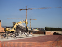 The first phase of demolition of the Camp Clar old,  in Tarragona, Spain on 23 August 2016 where the mediterranean village will take place f...