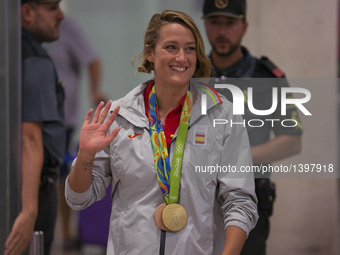 The spanish swimmer Mireia Belmonte arrive at the Barcelona - El Prat airport on August 23rd, 2016 after winning two olimpic medals during t...