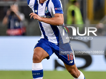 Porto's Portuguese forward Andre Silva in action during the UEFA Champions League playoff match between AS Roma and FC Porto, at Olympic Sta...
