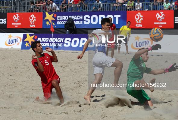 Sopot , Poland 27th June 2014 Euro Beach Soccer League tournament in Sopot.
Game between Portugal and Netherlands.
Jordan Santos (5) in acti...