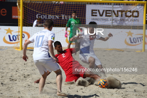 Sopot , Poland 27th June 2014 Euro Beach Soccer League tournament in Sopot.
Game between Portugal and Netherlands.
Rui Coimbra (2) in action...