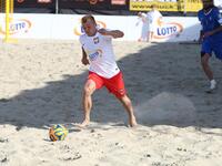 Sopot , Poland 27th June 2014 Euro Beach Soccer League tournament in Sopot.
Game between Poland and Greece.
Polish player in action during t...
