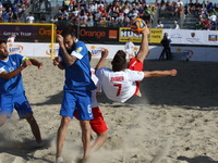 Sopot , Poland 27th June 2014 Euro Beach Soccer League tournament in Sopot. Game between Poland and Greece.
Witold Ziober (7) in action agai...