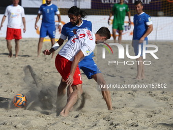 Sopot , Poland 27th June 2014 Euro Beach Soccer League tournament in Sopot.
Game between Poland and Greece.
Tomasz Wydmuszek (2) in action d...