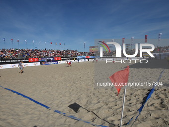 Sopot , Poland 27th June 2014 Euro Beach Soccer League tournament in Sopot.
Game between Poland and Greece.
Players in action during the gam...