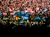 Brice Springsteen performs at the final rally of Democratic Presidential candidate Hillary Clinton, on November 7, 2016, at Independence Hal...