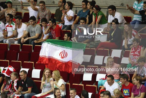 Gdansk, Poland 4th, July 2014 Poland faces Iran in the FIVB Volleyball World League game in Gdansk at ERGO Arena sports hall.
Iranian fans r...