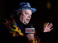Polish musician, singer-songwriter, satirist, essayist and actor Krzysztof Skib during a students protest against current government policie...