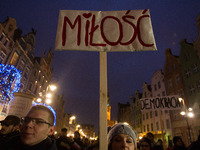 Students are seen protesting current government policies and lack of democratic accountability in 25 January, 2017 in Gdansk. (