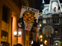 Hundreds march in protest of President Trump outside the GOP Retreat in Philadelphia, PA, on January 26th, 2017. The protest turns briefly v...