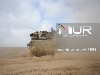 IDF tanks and soldiers in Southern Israel near the border with Gaza, on the 4'th day of Operation Protective Edge, July 11, 2014. As Israel...