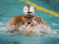 Giulio Zorzi during the 50m breaststroke during the Turin Swimming Cup (