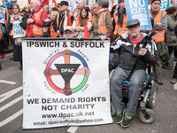 Ipswich and Suffolk Disabled  during a demonstration in support of the NHS on March 4, 2017 in London, England. Thousands march from Tavisto...