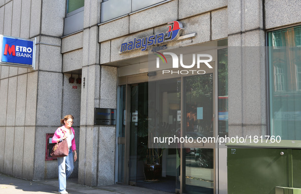 General view of the front of the London Headquarters of Malaysian Airlines in London, United Kingdom on July 18, 2014.