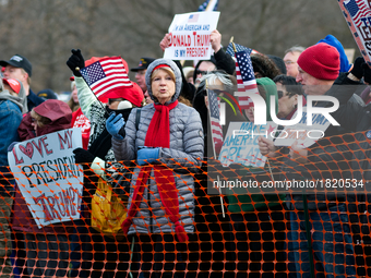 Supporters of the current U.S. President attend a pro-Trump rally in Bensalem, PA, on March 4th, 2017. Similar small events were hosted nati...