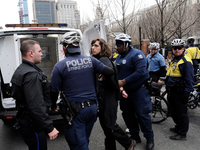 Opposing Trump protests in Philadelphia, PA, on March 25, 2017, a day after the G.O.P. received a defeating blow in the plan for repealing t...