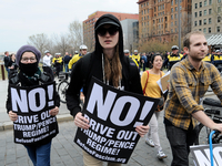 Opposing pro- and anti-Trump protest happened in Philadelphia, PA, on March 25, 2017, a day after the G.O.P. received a defeating blow in th...