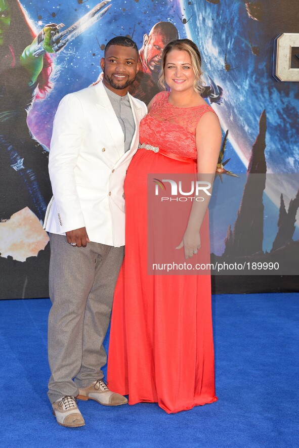 JB Gill and Chloe Tangney attends the European Premiere of 'Guardians of the Galaxy' at the Empire Leicester Square in London, England. 24th...