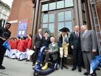 Philanthropist H.F. (Gerry) Lenfest, founding Museum Chairman Emeritus (center) is joined by former Vice President Joe biden and boardmember...