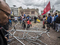 Members of struggle for housing protest in front of the City of São Paulo, on April 19, 2017. The act was organized by the Union of Housing...
