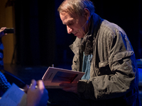 French writer, Michel Houellebecq talks about religion in his novels, at the Termica, in Malaga, on April 21, 2017 during the 