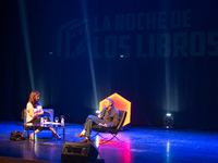 French writer, Michel Houellebecq talks about religion in his novels, at the Termica, in Malaga, on April 21, 2017 during the 