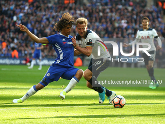 Chelsea's Nathan Ake holds of Tottenham Hotspur's Harry Kane
during The Emirates FA Cup - Semi-Final match between Chelsea and Tottenham Ho...