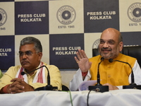 Bjp president Amit Shah meet the press at Kolkata press club on April 26,2017 in Kolkata,India. (