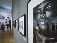 A visitor looking at pictures by US photographer Gordon Parks at the exhibition: The Camera Is My Weapon, in Zacheta - the National Gallery...