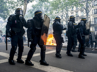 Protesters fail with incendiary bombs and molotov cocktails at the May Day in Paris, France, on May 1st, 2017. Thousands of demonstrators pa...