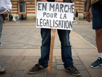 A placard reading 'Onwards for legalization'. For the Global Marijuana March, supporters of legalization for medical and recreationnal use,...